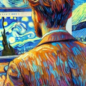 AI-generated Van Gogh style painting with vibrant swirls and colors