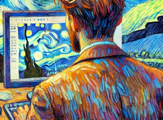 AI-generated Van Gogh style painting with vibrant swirls and colors